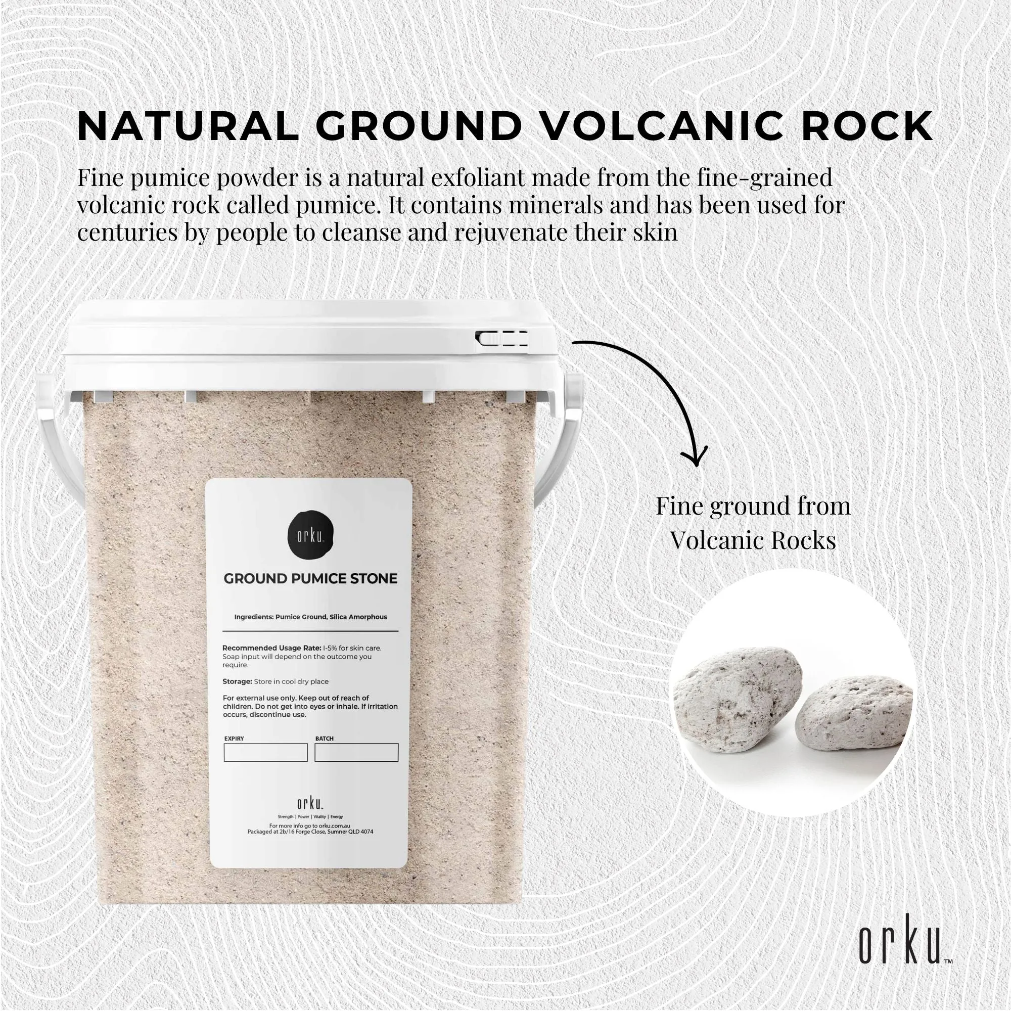 1.3Kg Ground Pumice Stone Granular Powder Tub Exfoliant Body Scrub Soap Additive