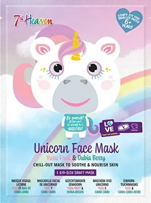 7th Heaven Face Food Unicorn Face Mask with Yuzu Fruit & Dubia Berry - Chill Out Mask to Soothe & Nourish Skin