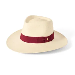 Chatsworth Ladies Panama Fedora - Natural/Burgundy by Failsworth