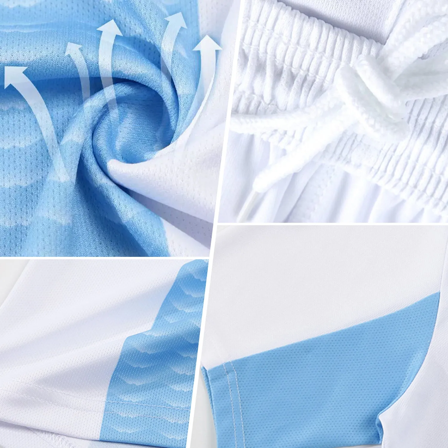 Custom Powder Blue Yellow-White Sublimation Soccer Uniform Jersey