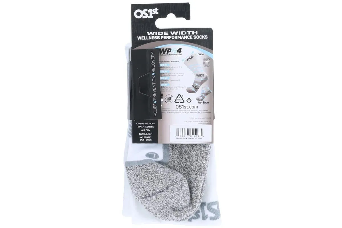 OS1st WP4 Wellness Performance Crew Socks Wide White