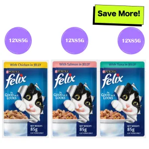 Purina Felix Chicken, Salmon and Tuna with Jelly Adult Cat Wet Food Combo