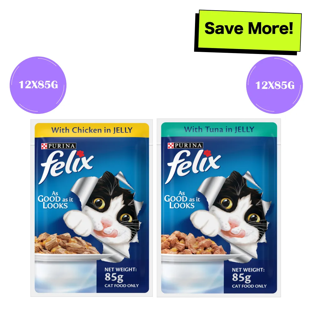 Purina Felix Chicken with Jelly and Tuna with Jelly Adult Cat Wet Food Combo