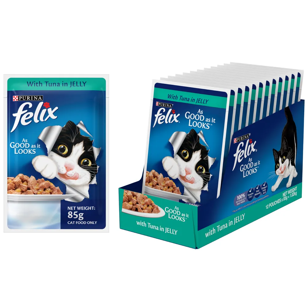 Purina Felix Chicken with Jelly and Tuna with Jelly Adult Cat Wet Food Combo