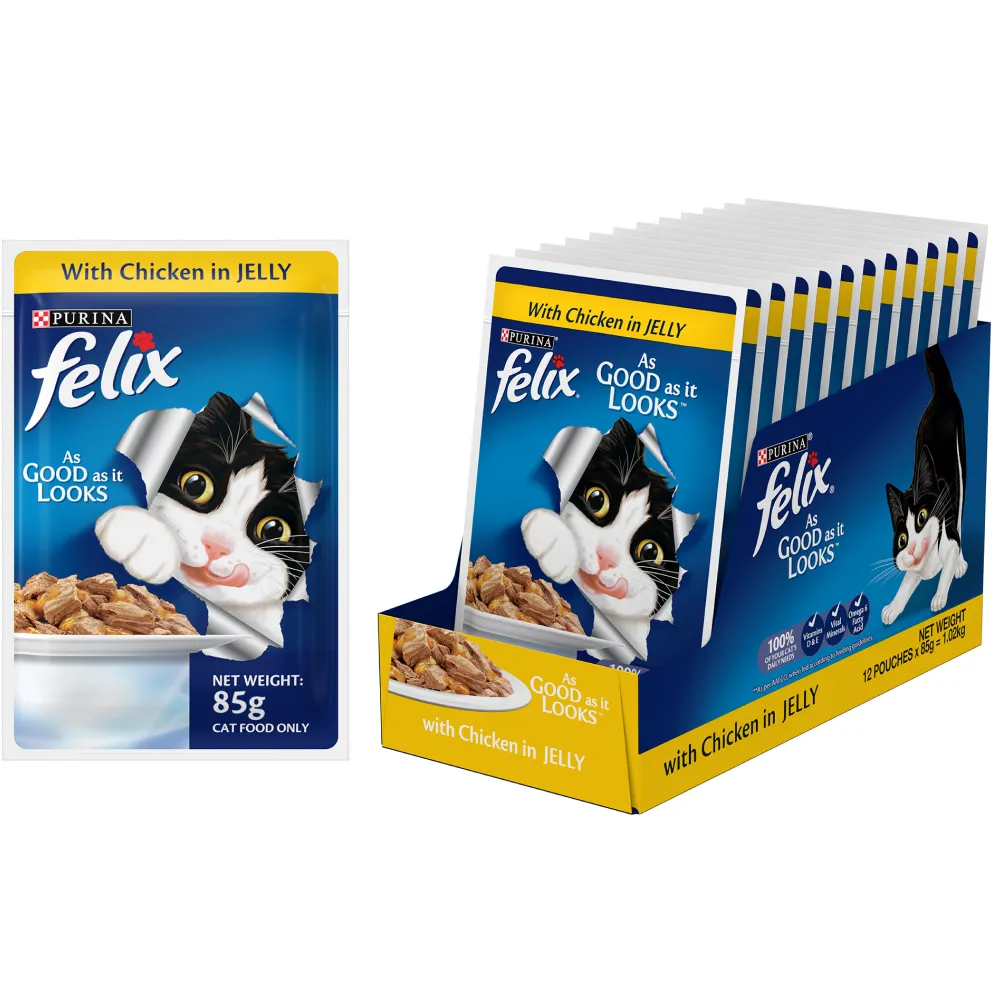 Purina Felix Chicken with Jelly and Tuna with Jelly Adult Cat Wet Food Combo