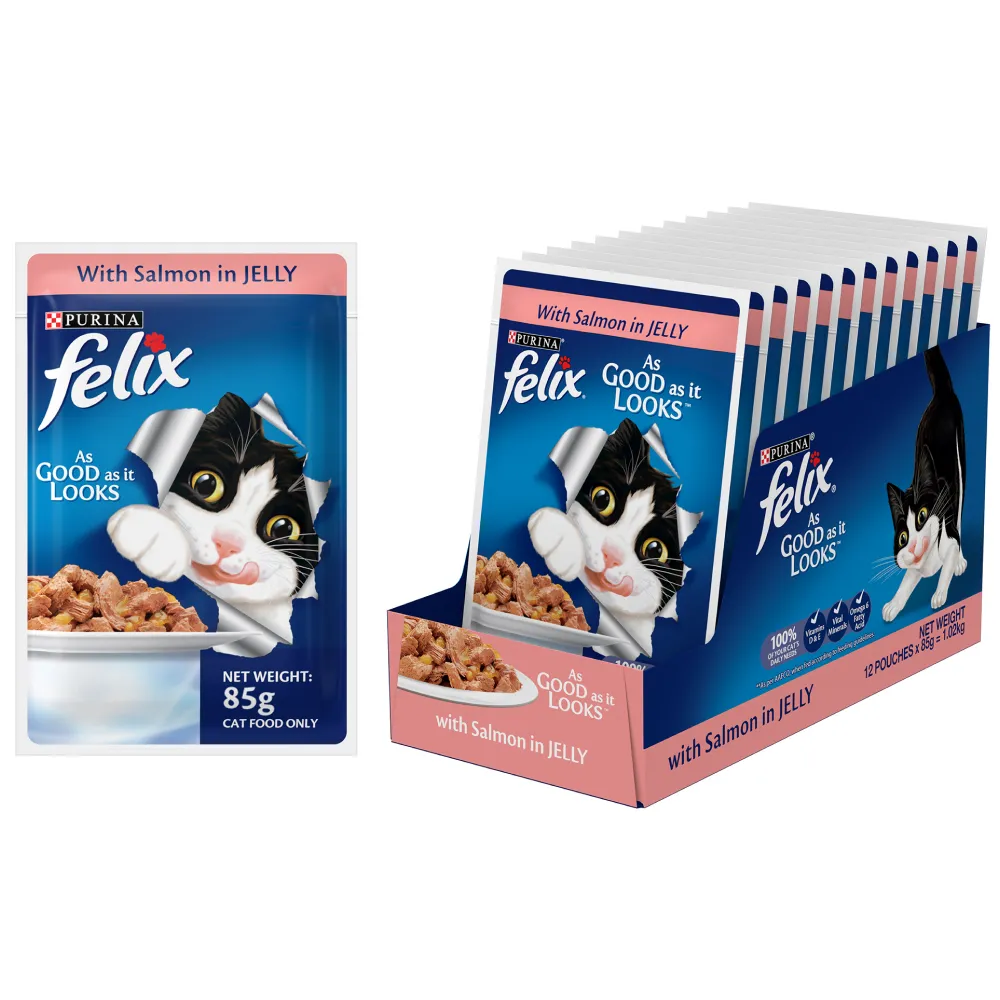 Purina Felix Mackerel, Chicken and Salmon with Jelly Adult Cat Wet Food Combo