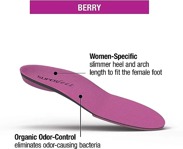 Superfeet Berry Medium Arch & Forefoot Cushion Orthotic Insole (Women's) - Berry