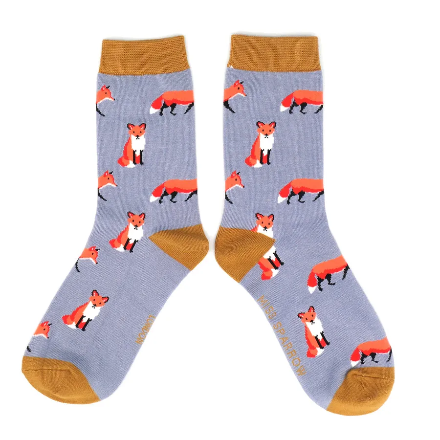 Women's Foxes Socks - Powder Blue